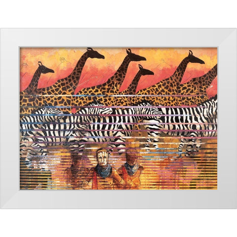Giraffes Extreme White Modern Wood Framed Art Print by Unknown