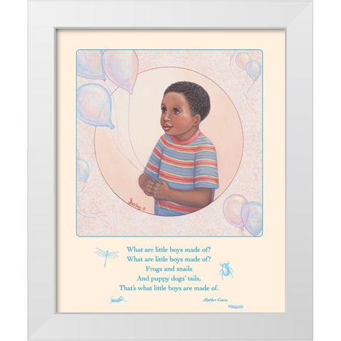 Little Boys White Modern Wood Framed Art Print by Unknown