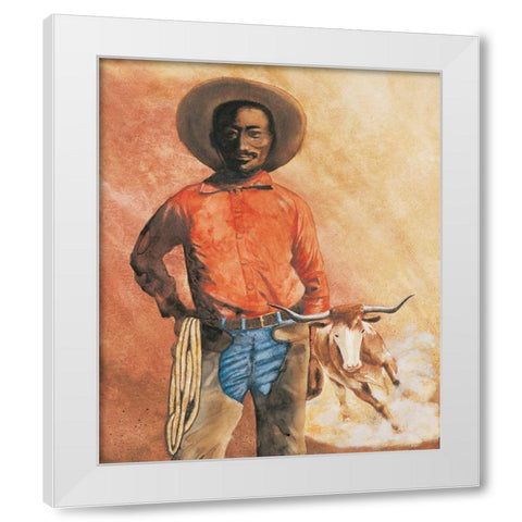Cowboy White Modern Wood Framed Art Print by Unknown