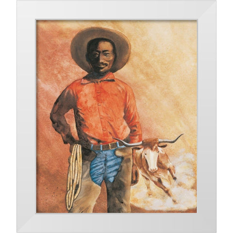 Cowboy White Modern Wood Framed Art Print by Unknown