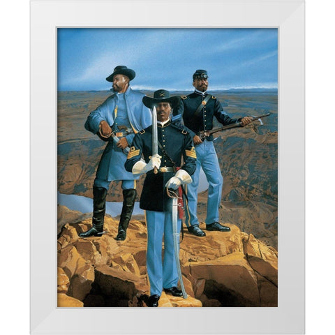 Buffalo Soldiers White Modern Wood Framed Art Print by Unknown