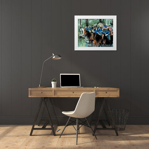 Cavalry White Modern Wood Framed Art Print by Unknown