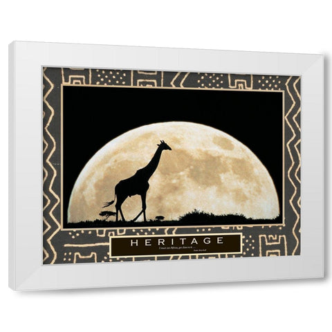 Heritage - Giraffe and Moon White Modern Wood Framed Art Print by Unknown