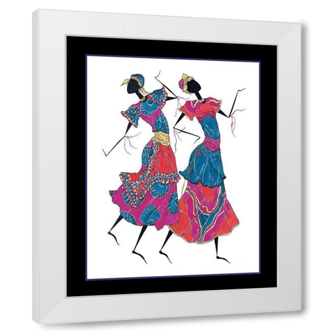 Dancin Duo White Modern Wood Framed Art Print by Unknown