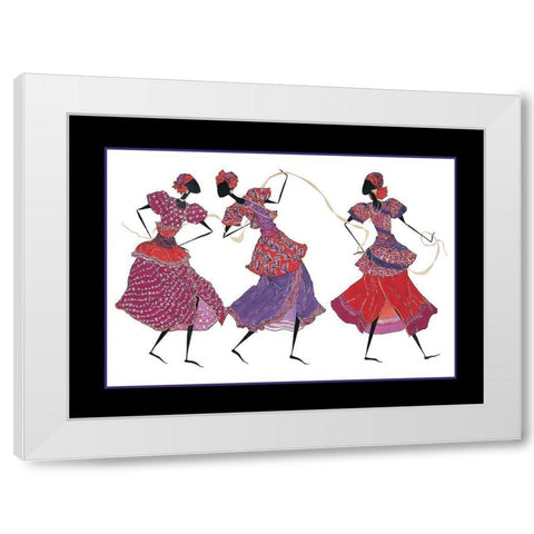 Dancin Trio White Modern Wood Framed Art Print by Unknown