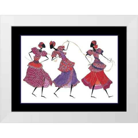 Dancin Trio White Modern Wood Framed Art Print by Unknown