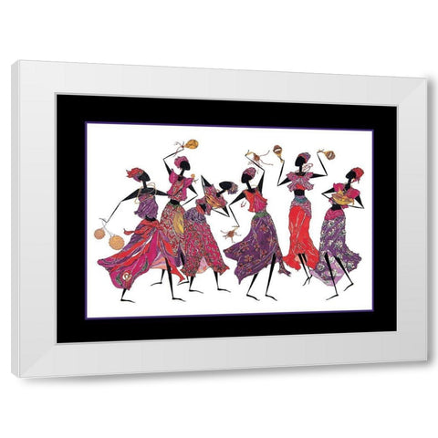 Dancin Troupe White Modern Wood Framed Art Print by Unknown