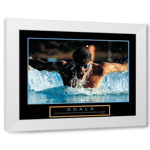 Goals - Swimmer White Modern Wood Framed Art Print by Unknown