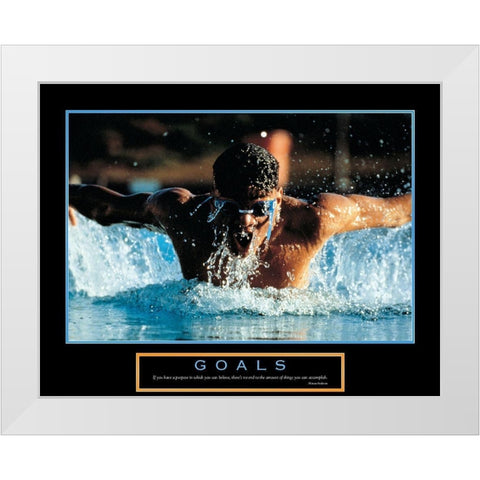Goals - Swimmer White Modern Wood Framed Art Print by Unknown