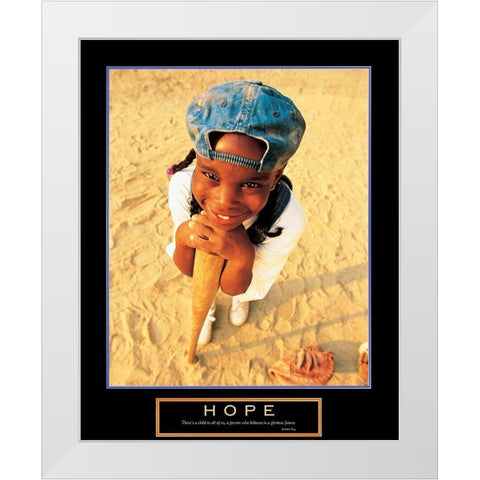 Hope - Girls Baseball White Modern Wood Framed Art Print by Unknown