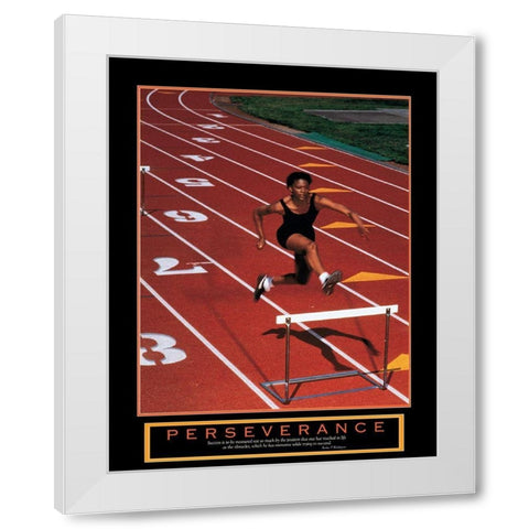Perseverance - Track Hurdles White Modern Wood Framed Art Print by Unknown