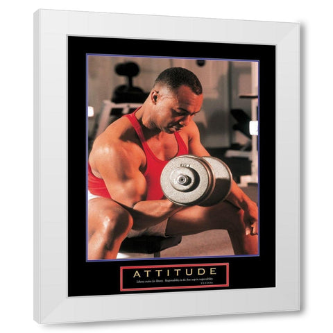 Attitude - Weight Lifter White Modern Wood Framed Art Print by Unknown