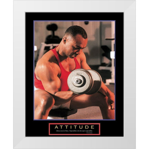 Attitude - Weight Lifter White Modern Wood Framed Art Print by Unknown