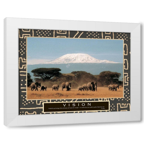 Vision - Elephant Herd White Modern Wood Framed Art Print by Unknown