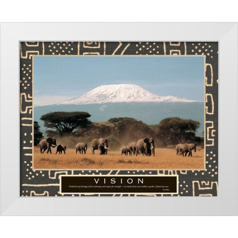 Vision - Elephant Herd White Modern Wood Framed Art Print by Unknown