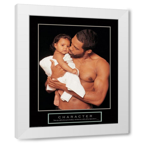 Character - Father and Child White Modern Wood Framed Art Print by Unknown