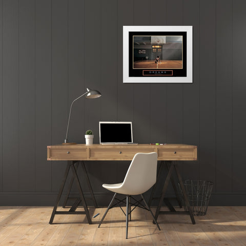 Dreams - Basketball White Modern Wood Framed Art Print by Unknown