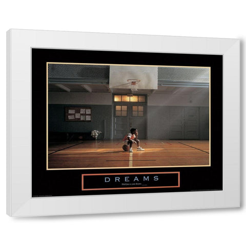 Dreams - Basketball White Modern Wood Framed Art Print by Unknown