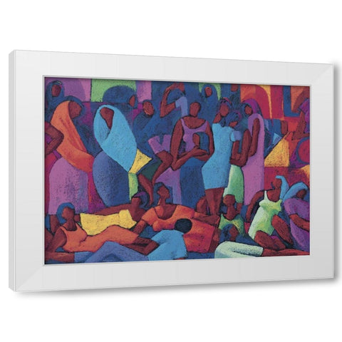 Puzzle People White Modern Wood Framed Art Print by Unknown