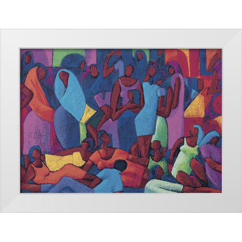 Puzzle People White Modern Wood Framed Art Print by Unknown