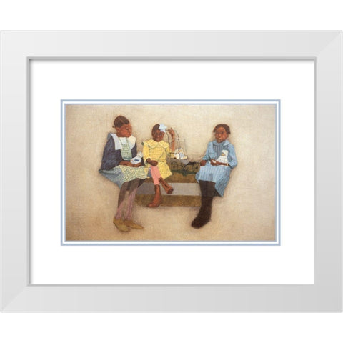 Three Sisters White Modern Wood Framed Art Print by Unknown