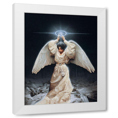 Angelic Woman White Modern Wood Framed Art Print by Unknown