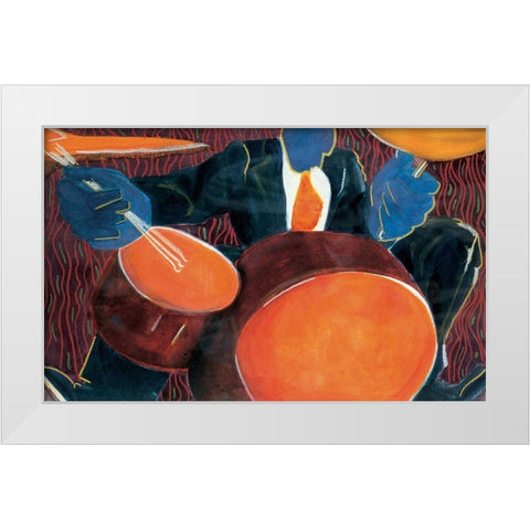 Drummer Boy White Modern Wood Framed Art Print by Unknown