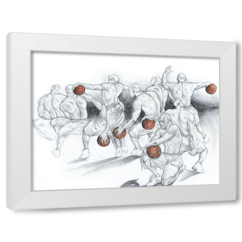 Basketball Study White Modern Wood Framed Art Print by Unknown