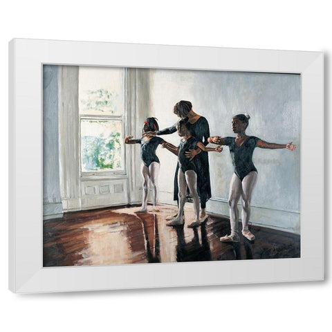 Ballerinas White Modern Wood Framed Art Print by Unknown