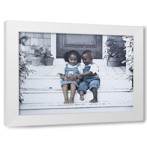 On the Porch White Modern Wood Framed Art Print by Unknown