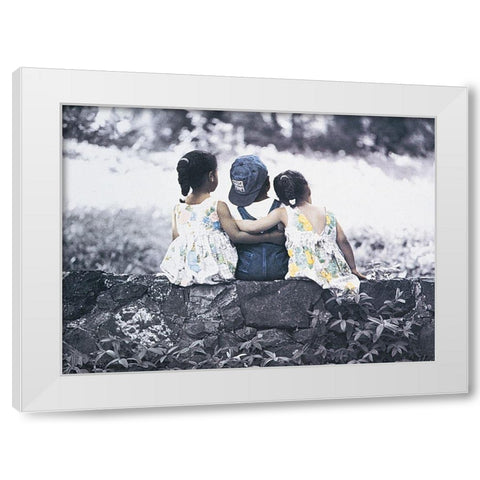Three Kids White Modern Wood Framed Art Print by Unknown