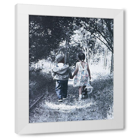 Hand in Hand White Modern Wood Framed Art Print by Unknown