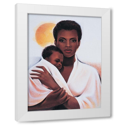 Mother and Child White Modern Wood Framed Art Print by Unknown