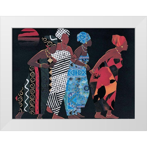 Tribal Walk White Modern Wood Framed Art Print by Unknown