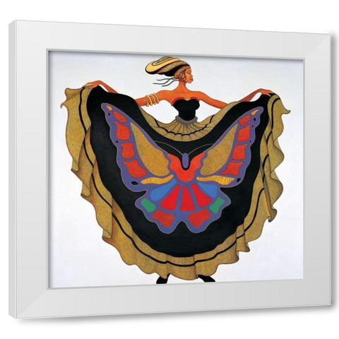 Lady Butterfly White Modern Wood Framed Art Print by Unknown