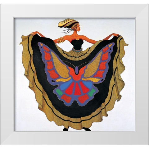 Lady Butterfly White Modern Wood Framed Art Print by Unknown