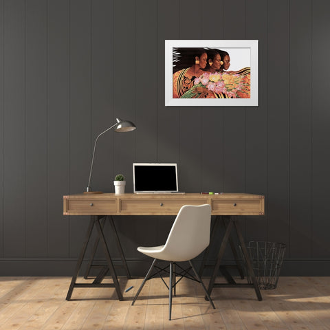 Three Beauties White Modern Wood Framed Art Print by Unknown