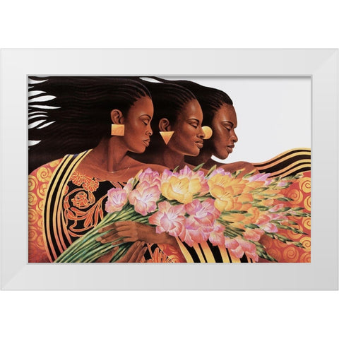 Three Beauties White Modern Wood Framed Art Print by Unknown