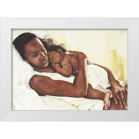 Mother and Child White Modern Wood Framed Art Print by Unknown