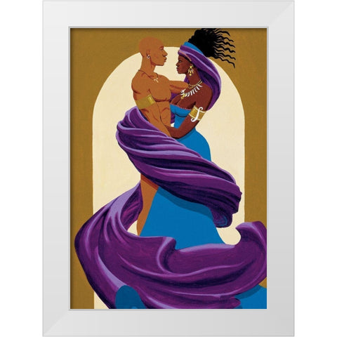 Entwined Couple White Modern Wood Framed Art Print by Unknown