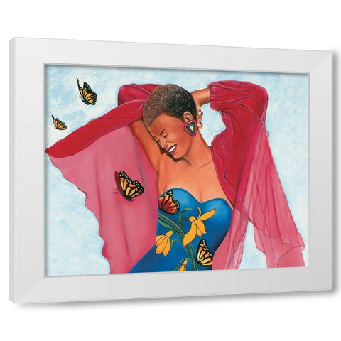 Butterfly Babe White Modern Wood Framed Art Print by Unknown