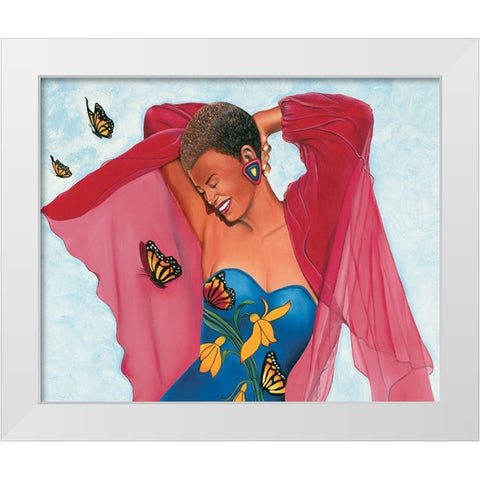Butterfly Babe White Modern Wood Framed Art Print by Unknown