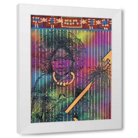 Woman Warrior White Modern Wood Framed Art Print by Unknown
