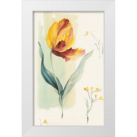 Yellow Blossom White Modern Wood Framed Art Print by Unknown
