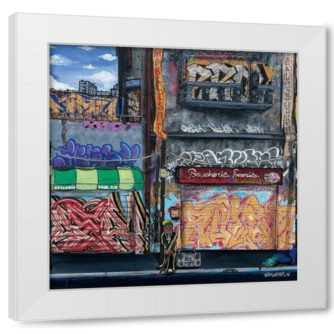 Boucherie Francis White Modern Wood Framed Art Print by Butch and Pea