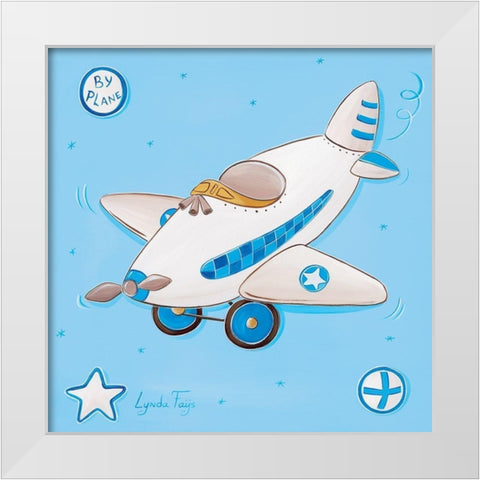 By plane White Modern Wood Framed Art Print by Fays, Lynda