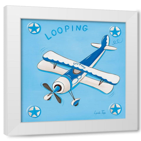 Looping White Modern Wood Framed Art Print by Fays, Lynda