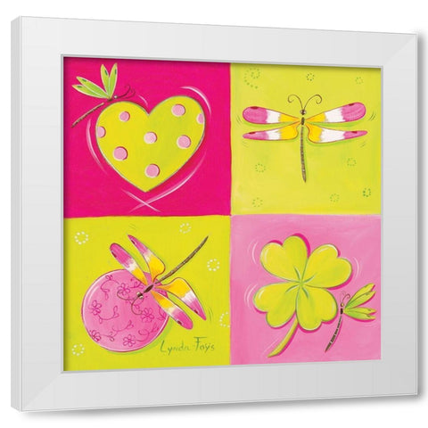 Le jardin de libellule I White Modern Wood Framed Art Print by Fays, Lynda