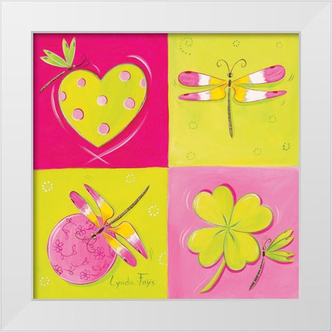 Le jardin de libellule I White Modern Wood Framed Art Print by Fays, Lynda