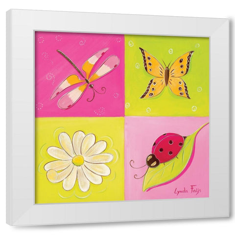 Le jardin de libellule II White Modern Wood Framed Art Print by Fays, Lynda